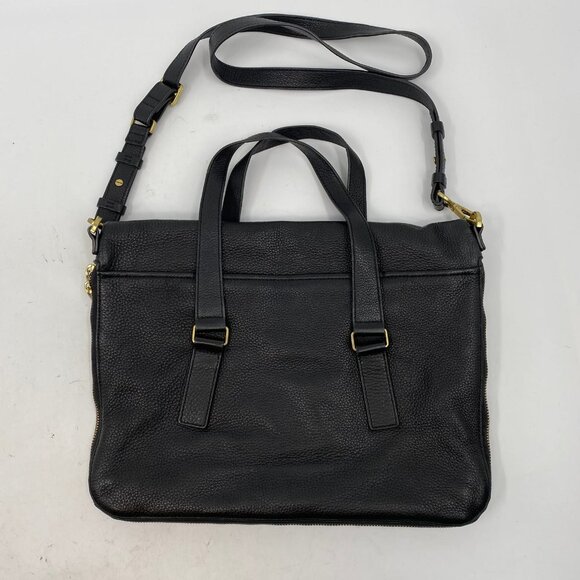 Fossil Black Leather Preston Expandable Messenger Bag | Small Messenger Style - Picture 3 of 10